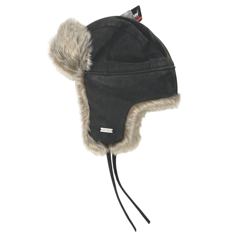GKS Trapper Hat Unisex L Black Faux Leather Fur Aviator Winter Warm Heatlocker
